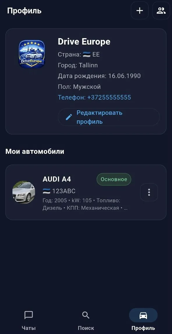 Карточка автомобиля